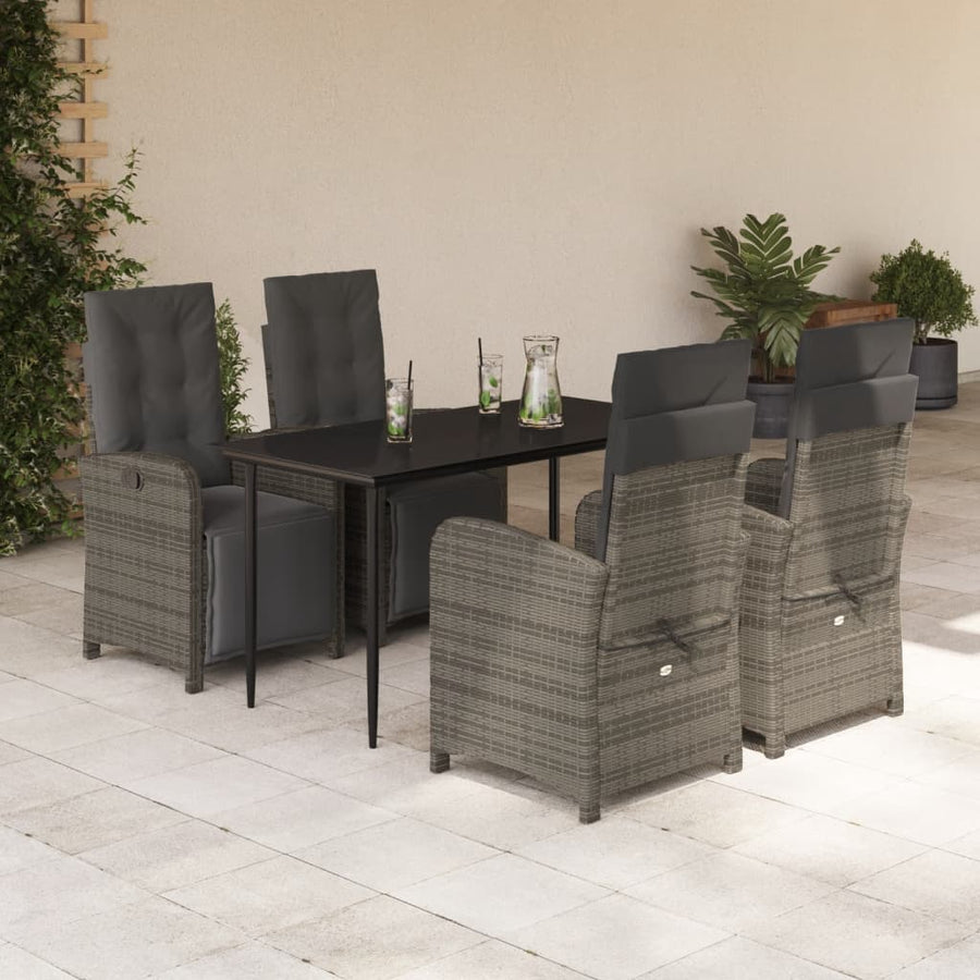 5-Delige Tuinset Met Kussens Poly Rattan Grijs