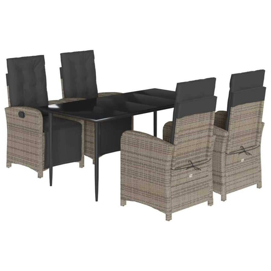 5-Delige Tuinset Met Kussens Poly Rattan Grijs