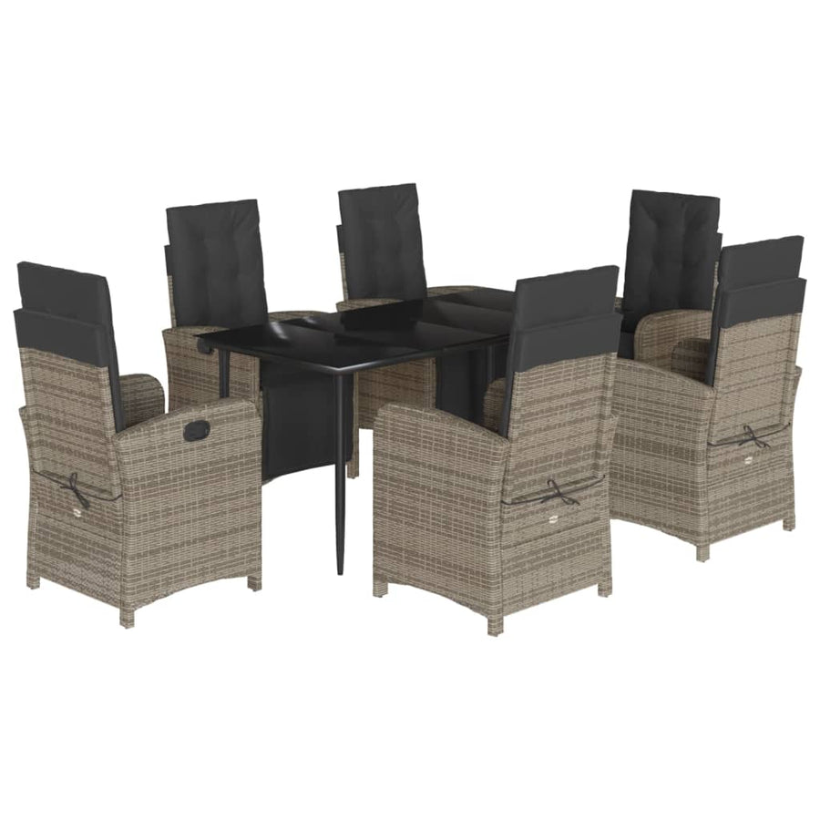 7-Delige Tuinset Met Kussens Poly Rattan Grijs
