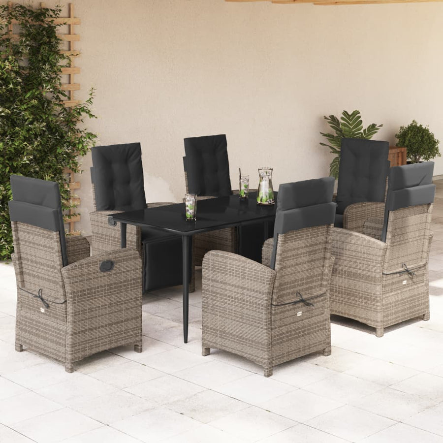 7-Delige Tuinset Met Kussens Poly Rattan Grijs