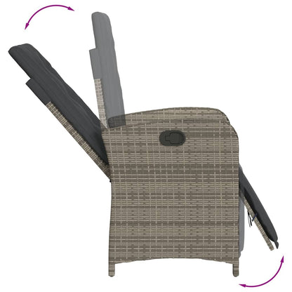 3-Delige Bistroset Met Kussens Poly Rattan Grijs