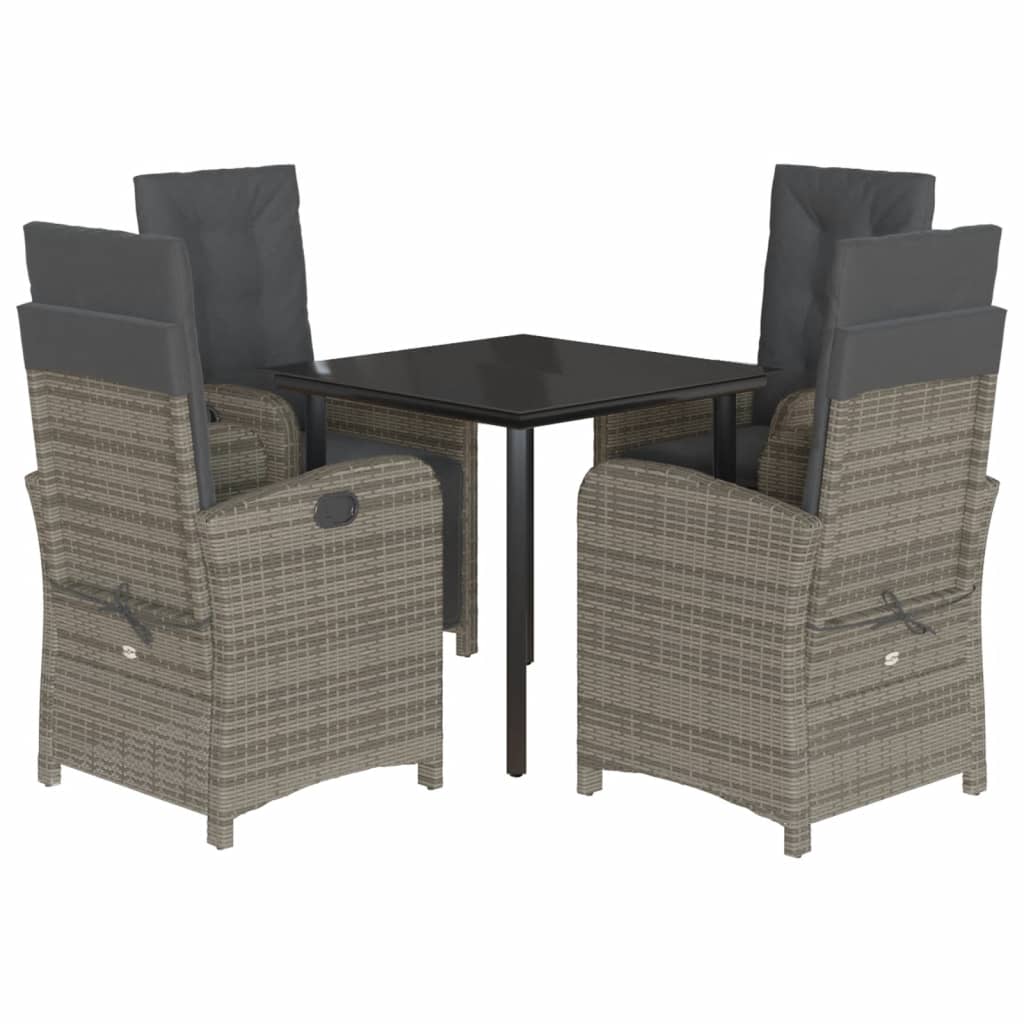 5-Delige Tuinset Met Kussens Poly Rattan Grijs
