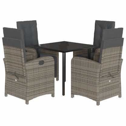 5-Delige Tuinset Met Kussens Poly Rattan Grijs