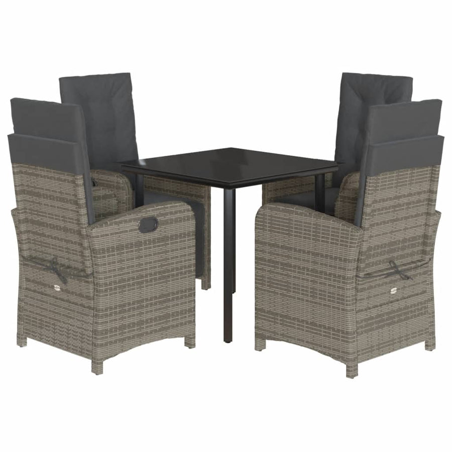 5-Delige Tuinset Met Kussens Poly Rattan Grijs
