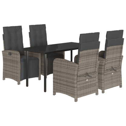 5-Delige Tuinset Met Kussens Poly Rattan Grijs