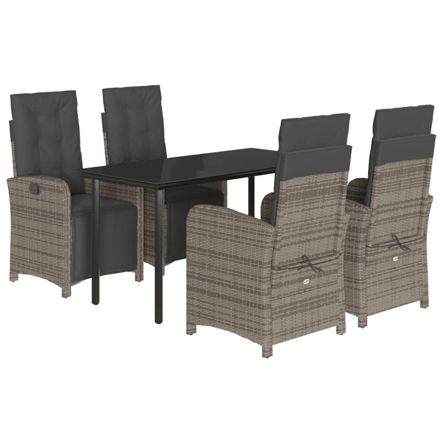5-Delige Tuinset Met Kussens Poly Rattan Grijs