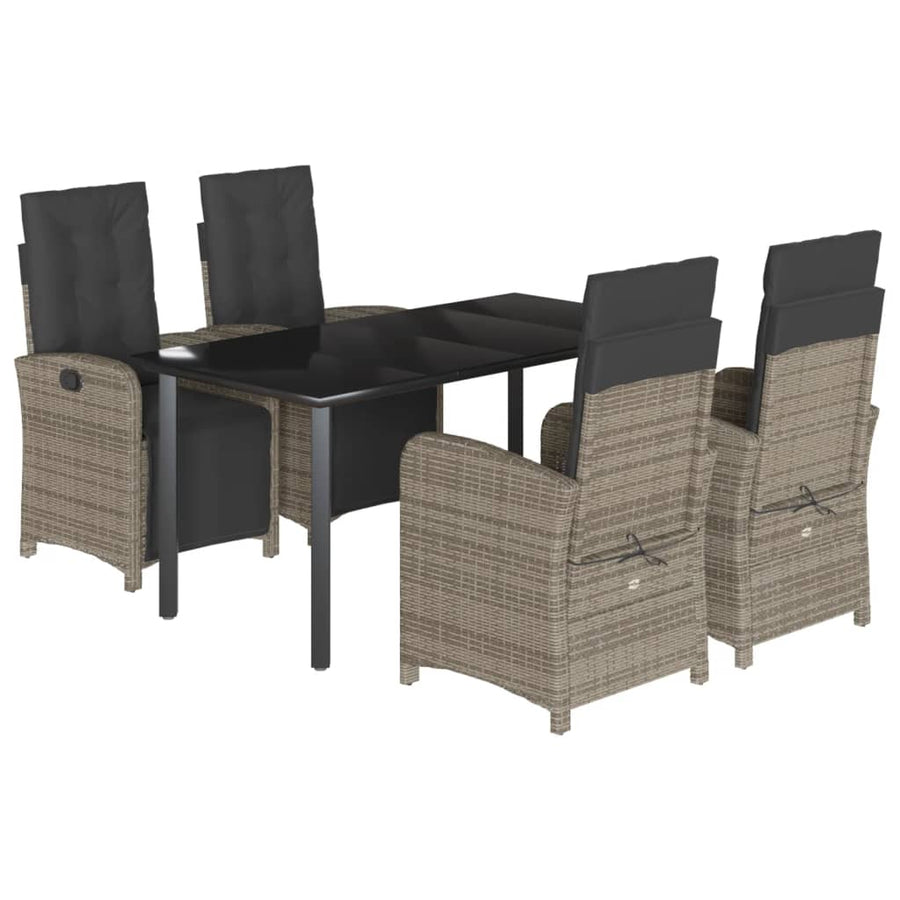 5-Delige Tuinset Met Kussens Poly Rattan Grijs