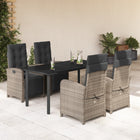 5-piece Patio Set with Cushions Poly Rattan Grey