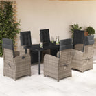 7-Piece Garden Set with Cushions Poly Rattan Grey