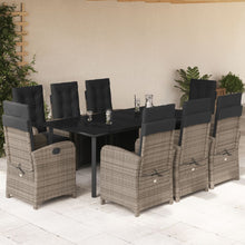 9-Delige Tuinset Met Kussens Poly Rattan Grijs 8 200 cm tafellengte