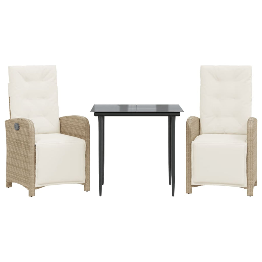 3-Delige Bistroset Met Kussens Poly Rattan Beige