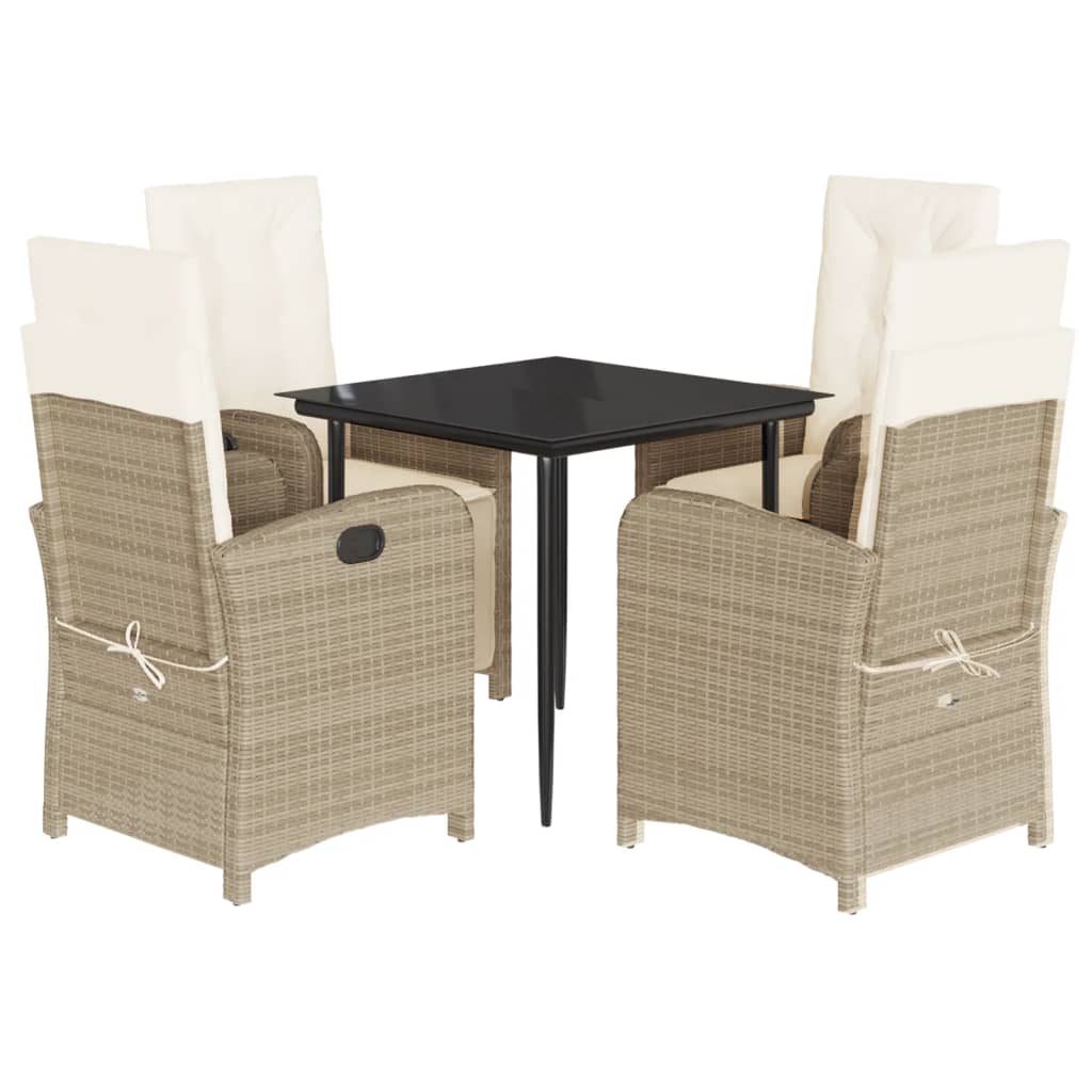 5-Delige Tuinset Met Kussens Poly Rattan Beige