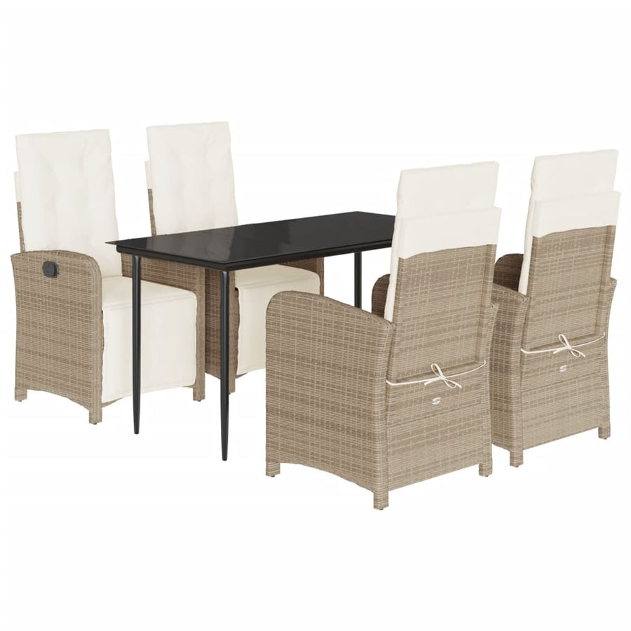 5-Delige Tuinset Met Kussens Poly Rattan Beige