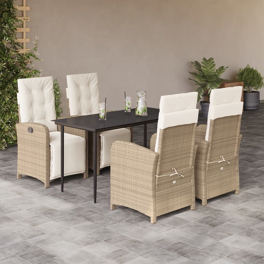 5-Delige Tuinset Met Kussens Poly Rattan Beige