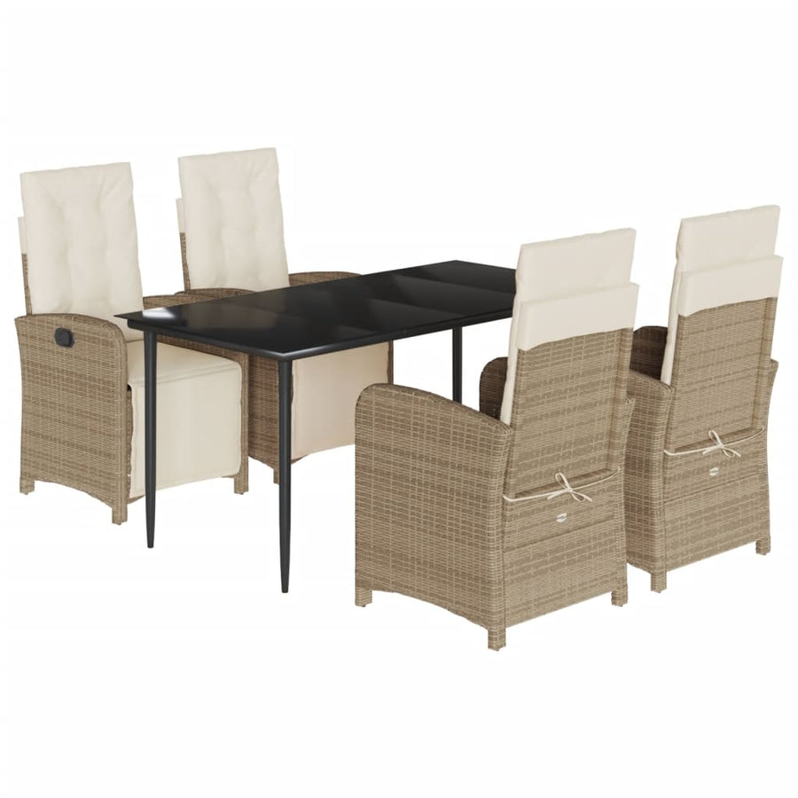5-Delige Tuinset Met Kussens Poly Rattan Beige