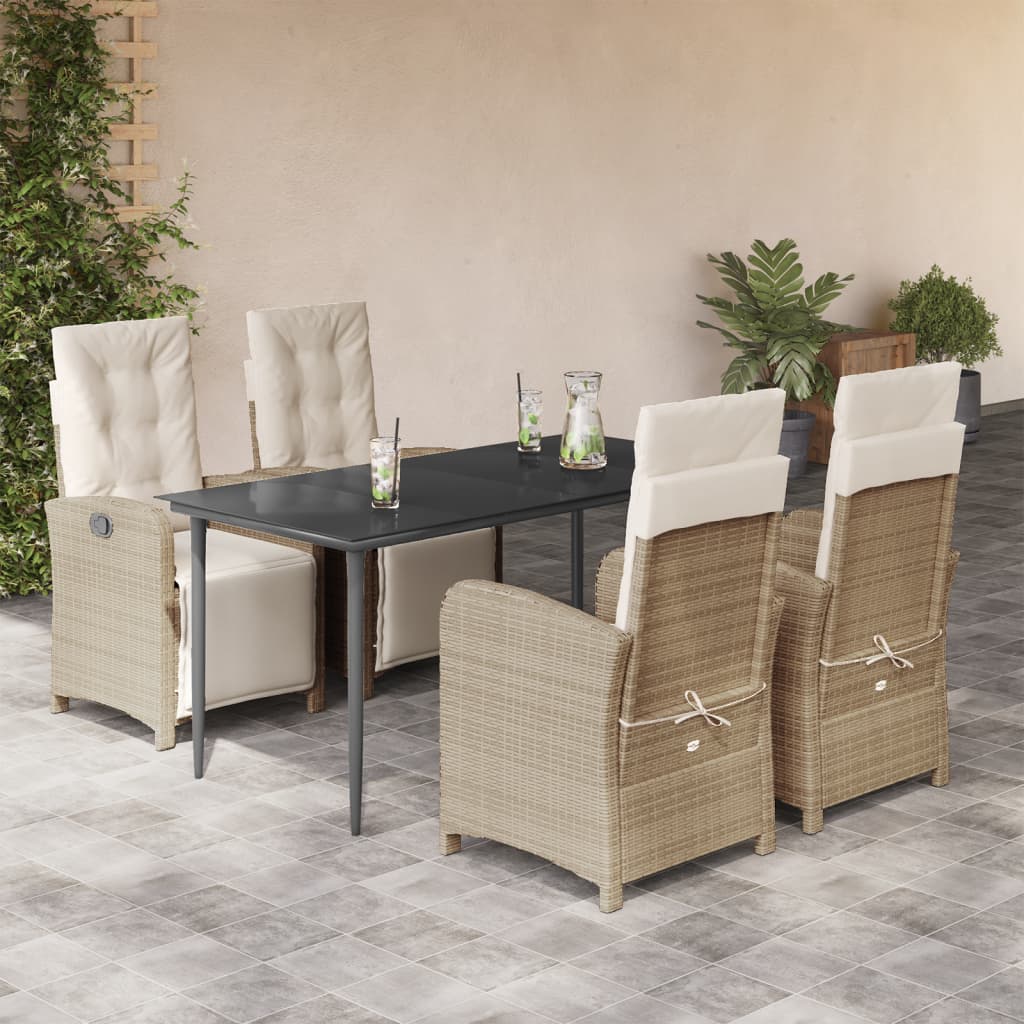 5-Delige Tuinset Met Kussens Poly Rattan Beige