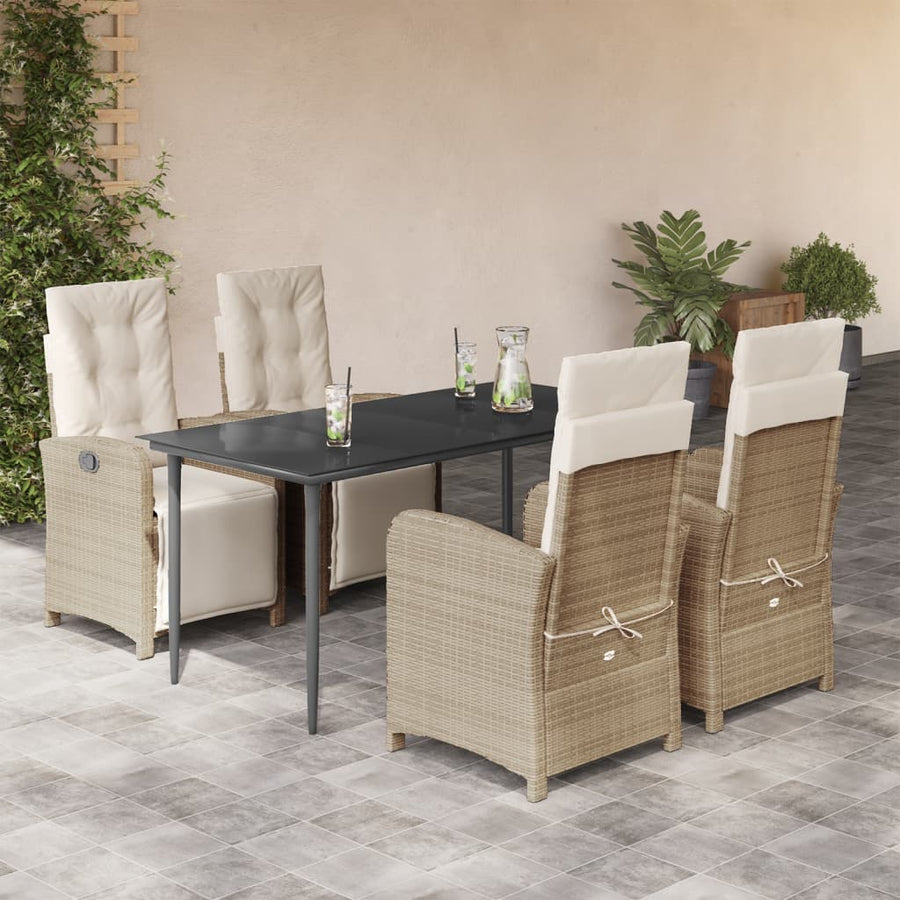 5-Delige Tuinset Met Kussens Poly Rattan Beige