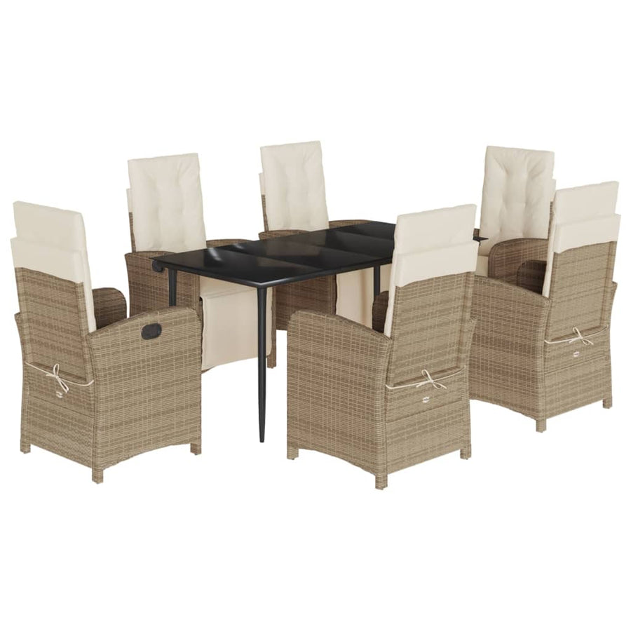 7-Delige Tuinset Met Kussens Poly Rattan Beige
