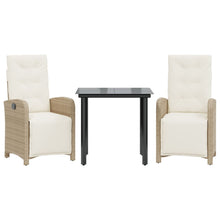 3-Delige Bistroset Met Kussens Poly Rattan Beige