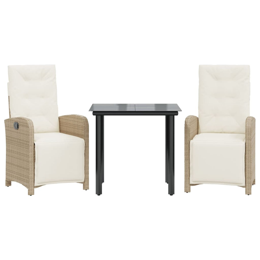 3-Delige Bistroset Met Kussens Poly Rattan Beige