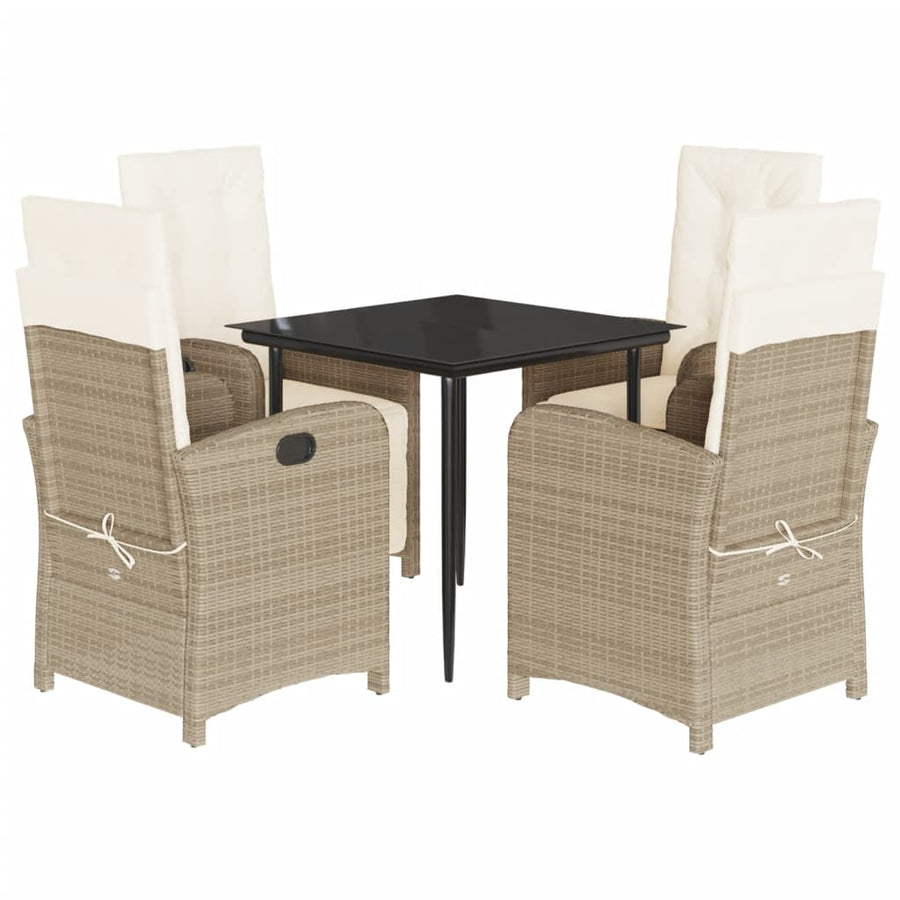5-Delige Tuinset Met Kussens Poly Rattan Beige