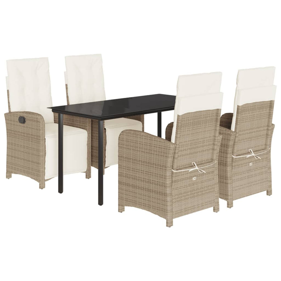 5-Delige Tuinset Met Kussens Poly Rattan Beige