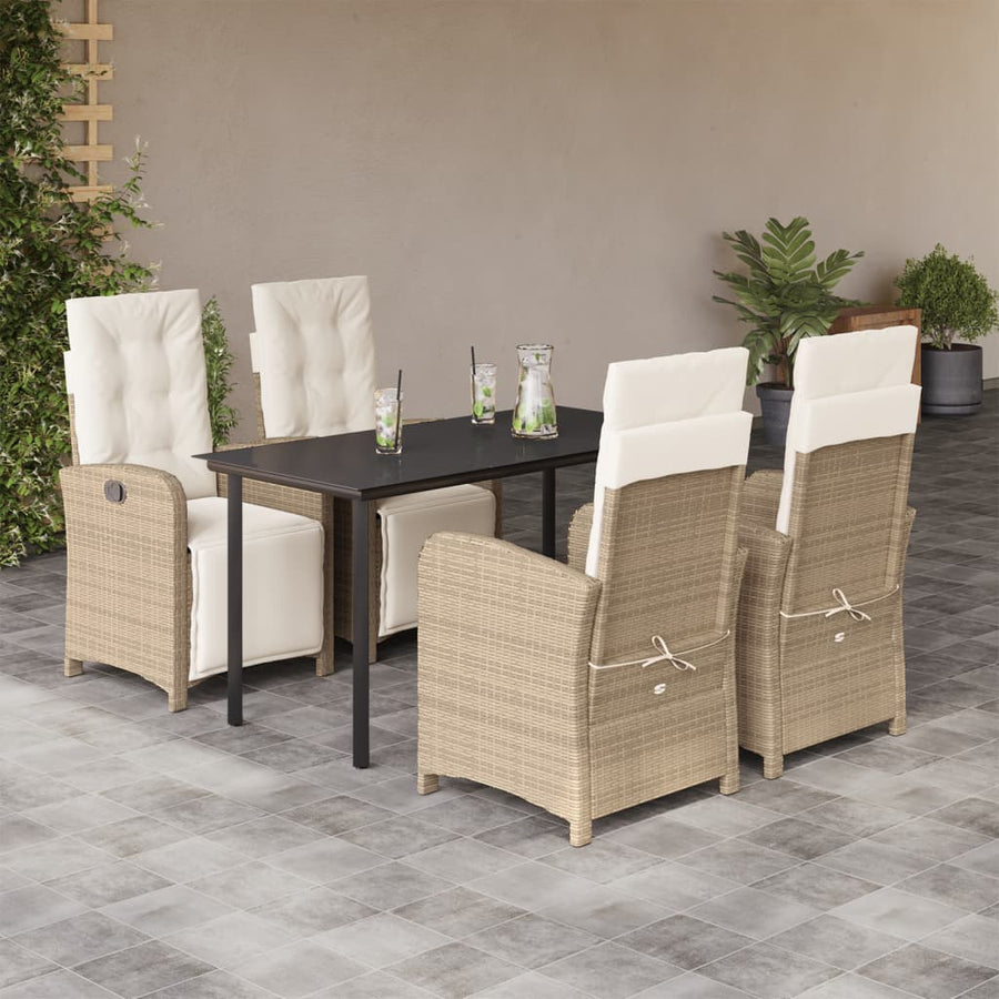 5-Delige Tuinset Met Kussens Poly Rattan Beige
