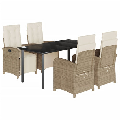 5-Delige Tuinset Met Kussens Poly Rattan Beige