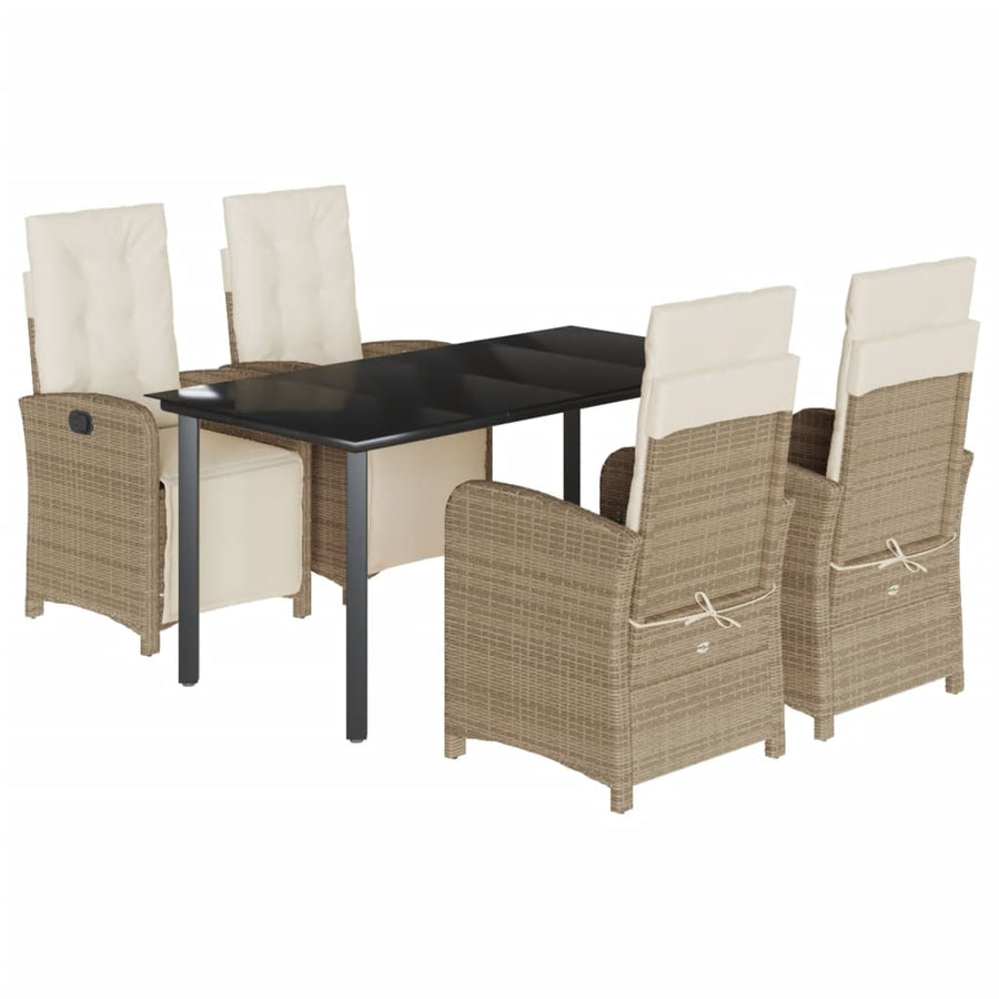 5-Delige Tuinset Met Kussens Poly Rattan Beige
