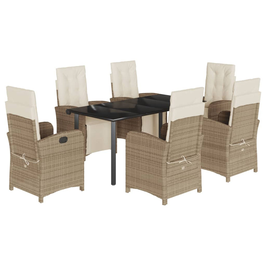 7-Delige Tuinset Met Kussens Poly Rattan Beige