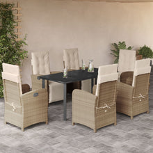 7-Delige Tuinset Met Kussens Poly Rattan Beige