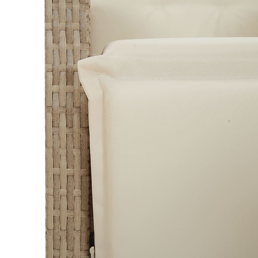 7-Delige Tuinset Met Kussens Poly Rattan Beige 6 200 cm tafellengte