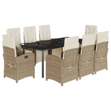 9-Delige Tuinset Met Kussens Poly Rattan Beige 8 200 cm tafellengte