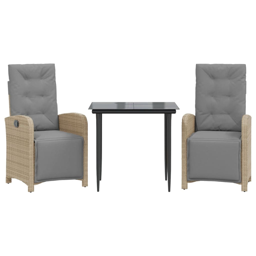 3-Delige Bistroset Met Kussens Poly Rattan Beige