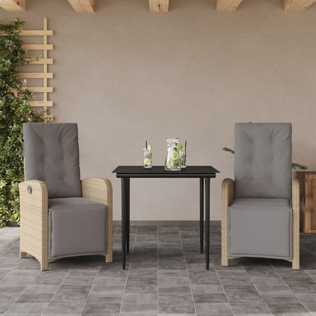 3-Delige Bistroset Met Kussens Poly Rattan Beige