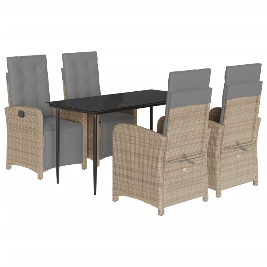 5-Delige Tuinset Met Kussens Poly Rattan Beige