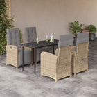 5-piece Garden Set with Cushions, Poly Rattan, Beige