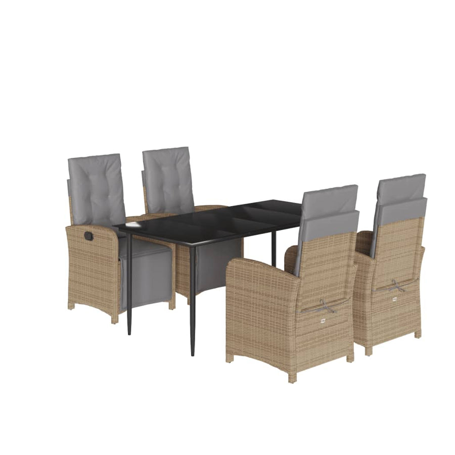 5-Delige Tuinset Met Kussens Poly Rattan Beige