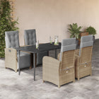 5-piece Garden Set with Cushions, Poly Rattan, Beige