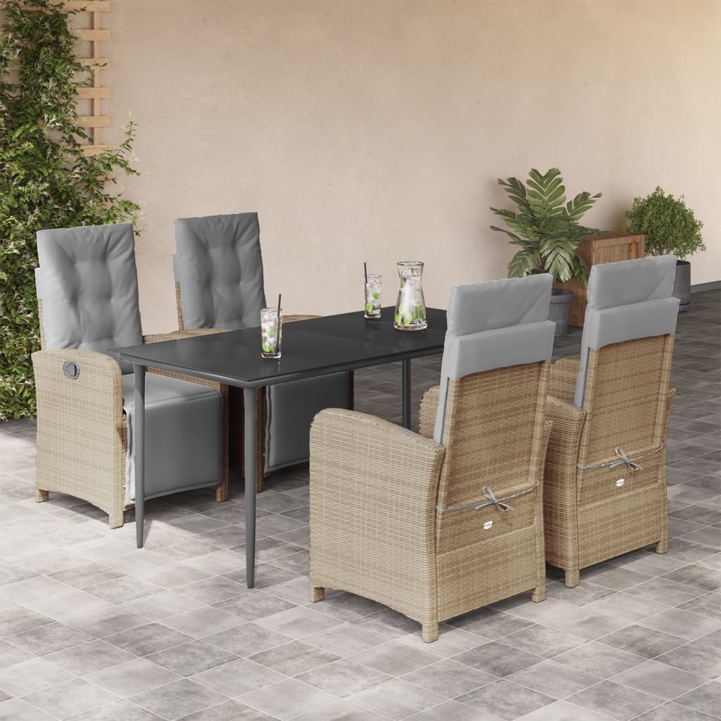 5-Delige Tuinset Met Kussens Poly Rattan Beige