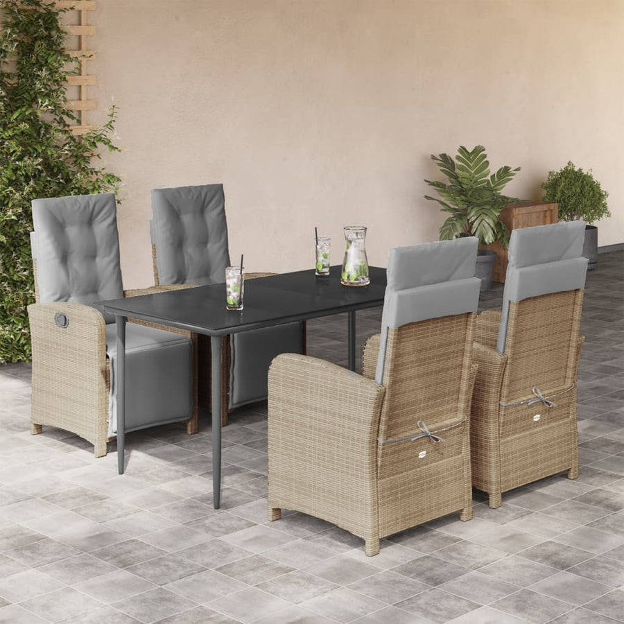 5-Delige Tuinset Met Kussens Poly Rattan Beige