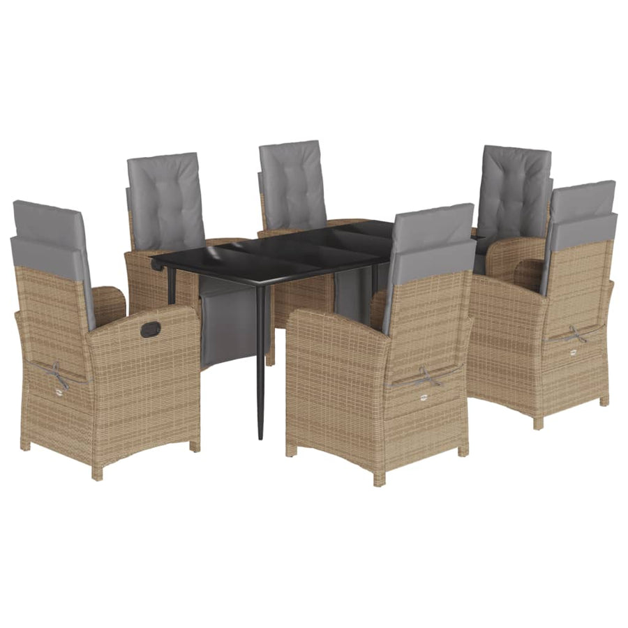 7-Delige Tuinset Met Kussens Poly Rattan Beige