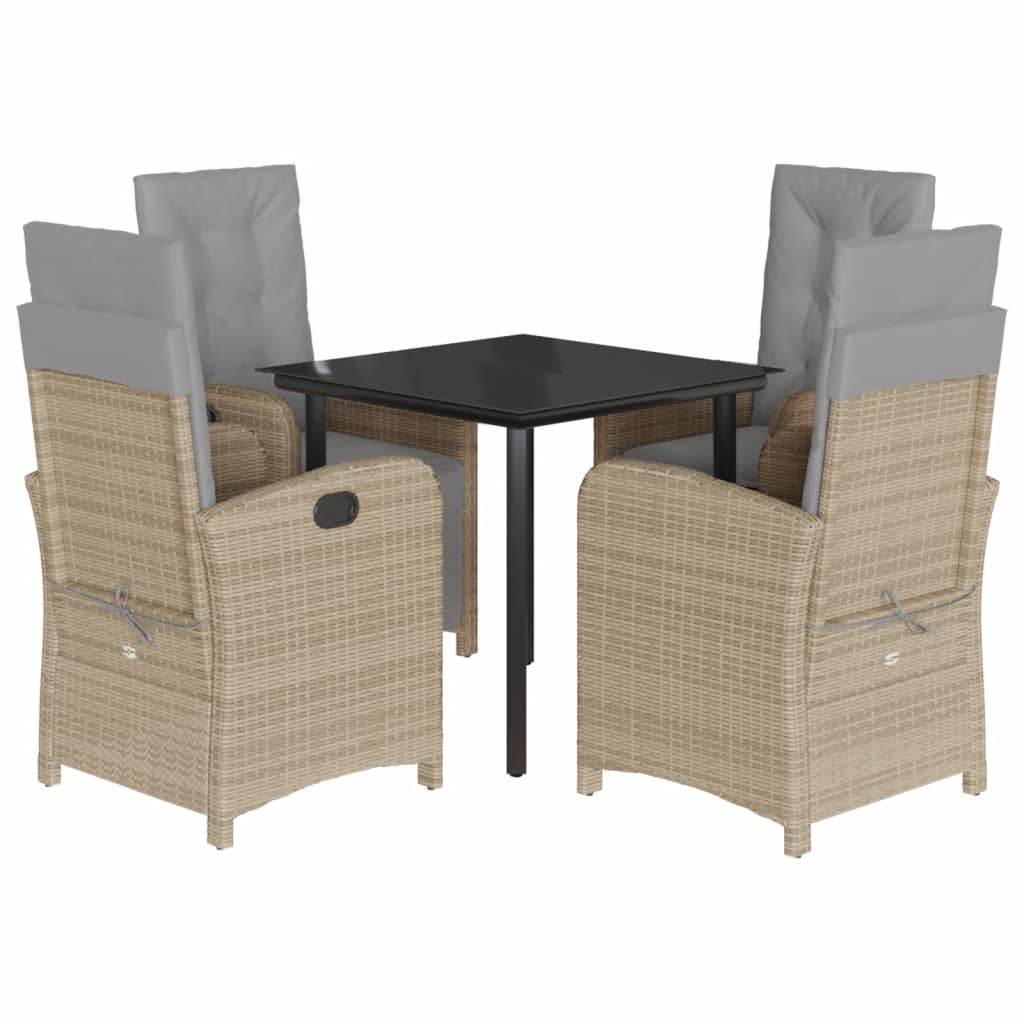 5-Delige Tuinset Met Kussens Poly Rattan Beige