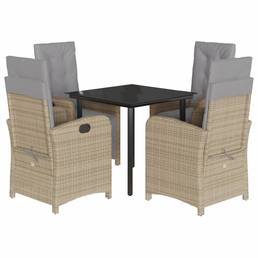 5-Delige Tuinset Met Kussens Poly Rattan Beige