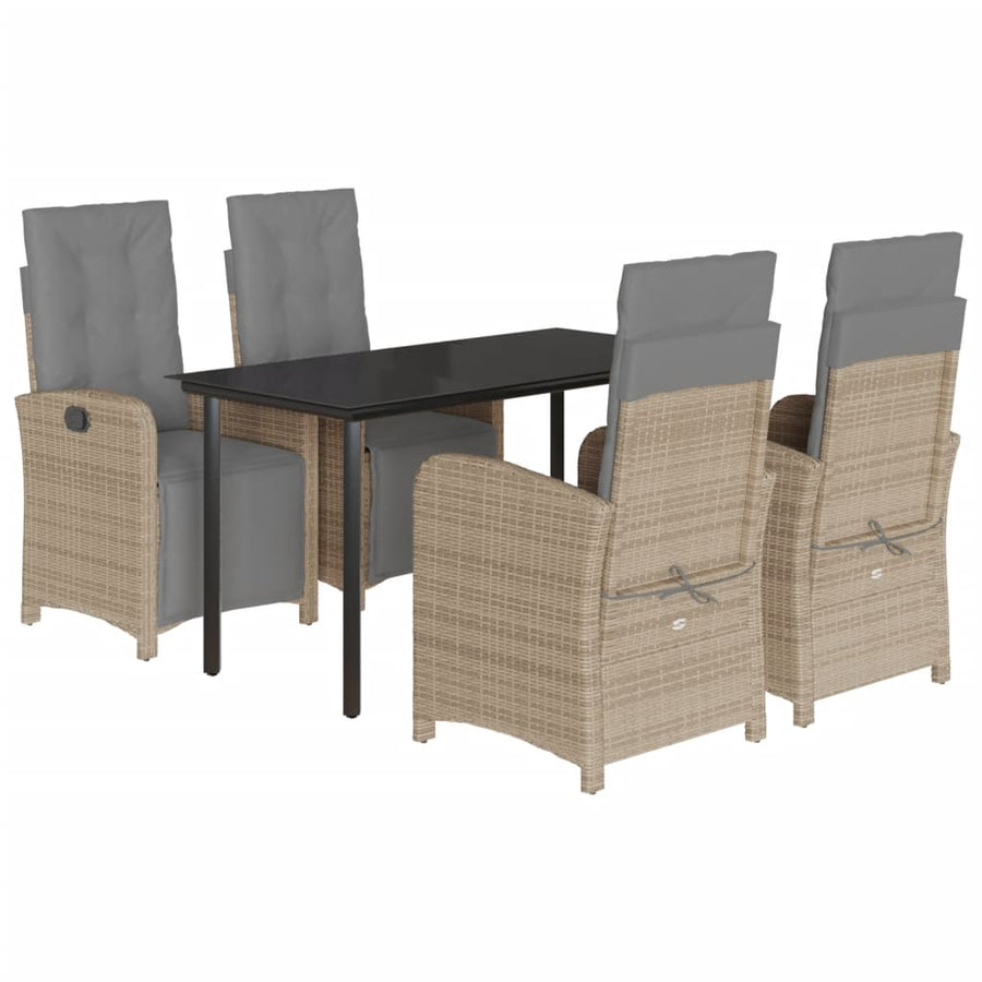 5-Delige Tuinset Met Kussens Poly Rattan Beige