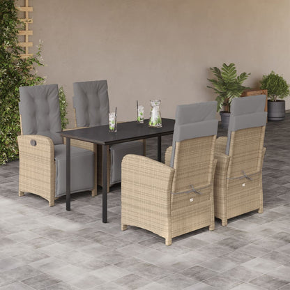 5-Delige Tuinset Met Kussens Poly Rattan Beige