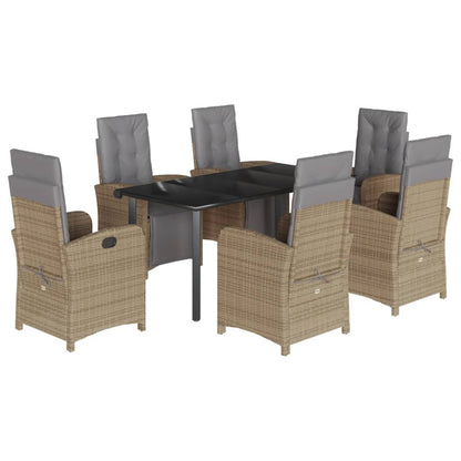 7-Delige Tuinset Met Kussens Poly Rattan Beige