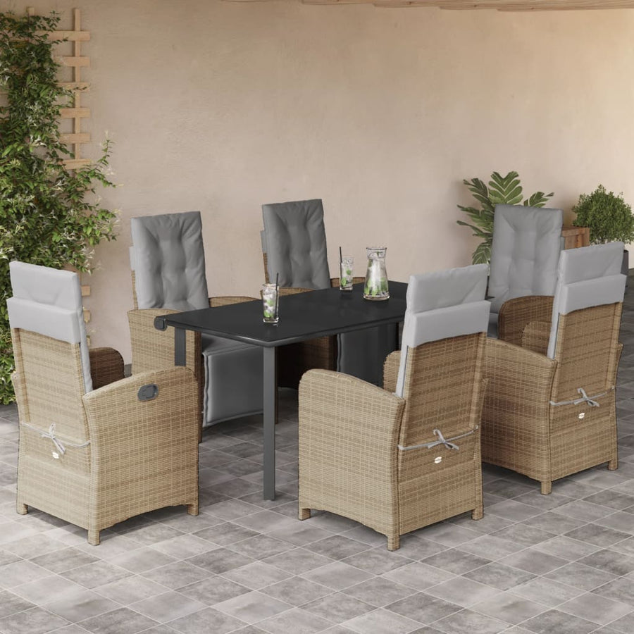 7-Delige Tuinset Met Kussens Poly Rattan Beige
