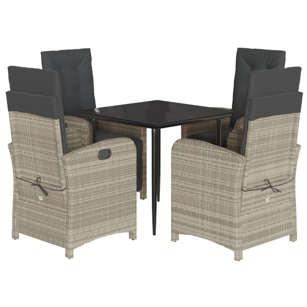 5-Delige Tuinset Met Kussens Poly Rattan Lichtgrijs