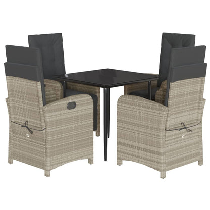 5-Delige Tuinset Met Kussens Poly Rattan Lichtgrijs